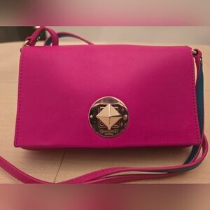 Kate Spade Pink Leather Newbury Lane Sally Twist Lock  Crossbody Bag, EUC